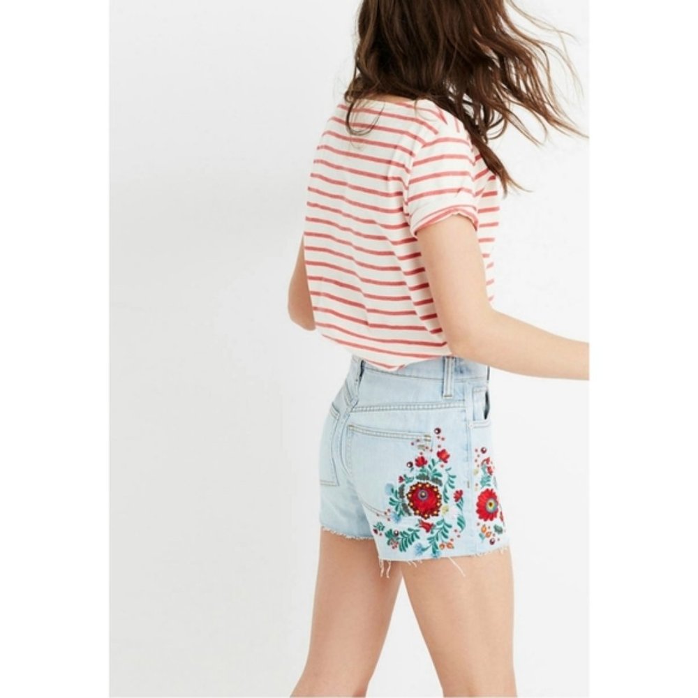 Madewell The Perfect Jean Short Embroidered Size 30